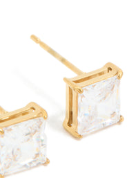 Gold Plated Surgical Steel 6mm Prism Square Stud Earrings - link has visual effect only