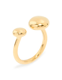 Waterproof Gold Plated Stainless Steel Double Ball Ring - link has visual effect only