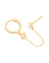Gold Plated Sterling Silver Cubic Zirconia Chain Double Earring - link has visual effect only