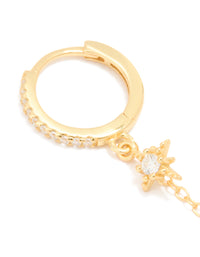 Gold Plated Sterling Silver Cubic Zirconia Chain Double Earring - link has visual effect only