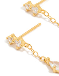 Gold Plated Sterling Silver Cubic Zirconia Drop Chain Earrings - link has visual effect only