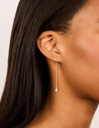 Gold Plated Sterling Silver Cubic Zirconia Chain Stud Earrings - link has visual effect only