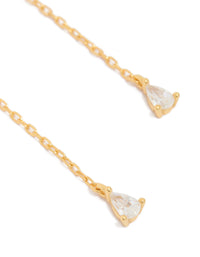 Gold Plated Sterling Silver Cubic Zirconia Chain Stud Earrings - link has visual effect only