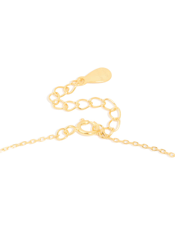 Gold Plated Sterling Silver Cubic Zirconia Cross Necklace