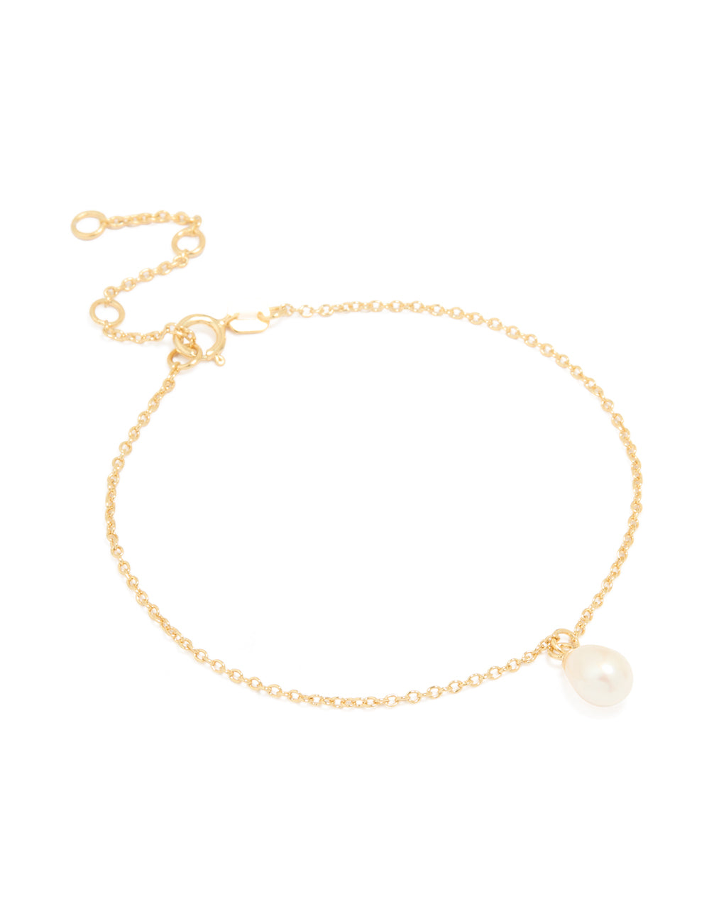 Gold Plated Sterling Silver Pearl Charm Bracelet
