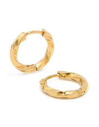 Waterproof Gold Plated Stainless Steel Huggie Earrings 10MM - link has visual effect only