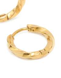 Waterproof Gold Plated Stainless Steel Huggie Earrings 10MM - link has visual effect only