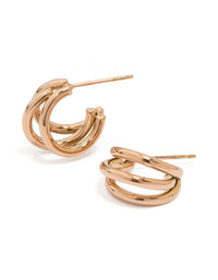 Rose Gold Plated Surgical Steel Double Hoop Earrings - link has visual effect only