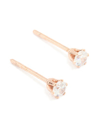Rose Gold Plated Surgical Steel Cubic Zirconia Stud Earrings - link has visual effect only