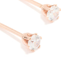 Rose Gold Plated Surgical Steel Cubic Zirconia Stud Earrings - link has visual effect only