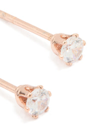 Rose Gold Plated Surgical Steel Cubic Zirconia Stud Earrings - link has visual effect only