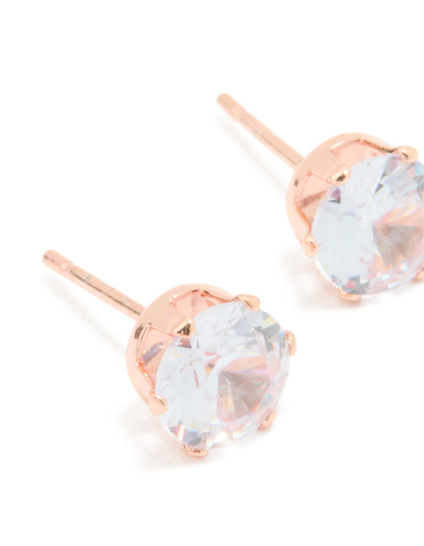 Rose Gold Plated Surgical Steel Cubic Zirconia Stud Earrings