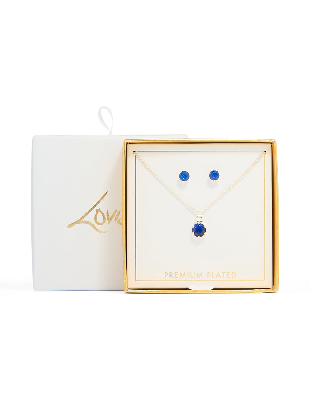 Silver Plated Blue Cubic Zirconia Necklace & Earrings Set
