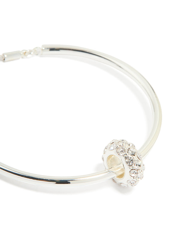 Silver Diamante Rondell Toggle Bracelet