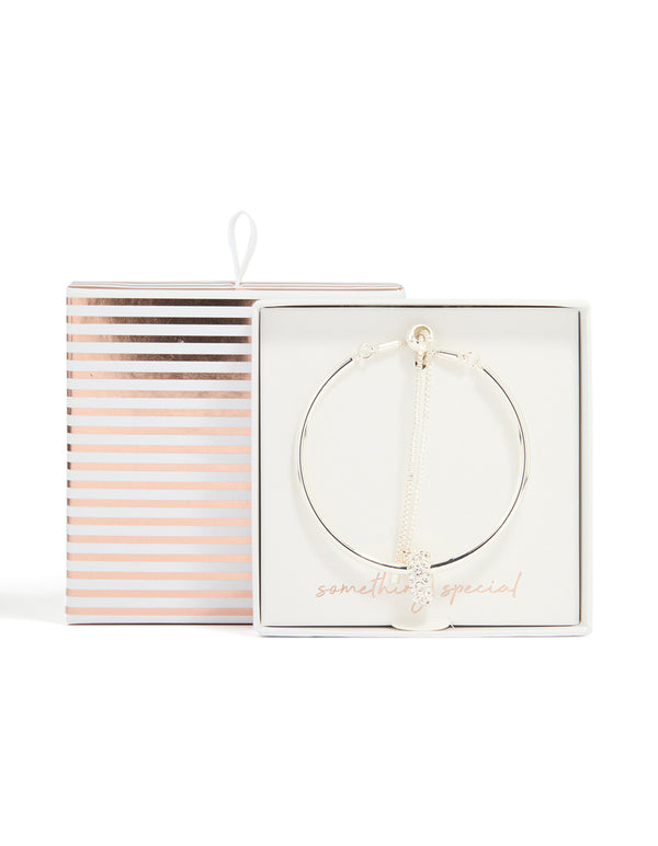 Silver Diamante Rondell Toggle Bracelet