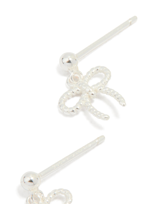 Sterling Silver Bow Drop Earrings