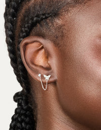 Sterling Silver Chain Double Stud Earrings - link has visual effect only
