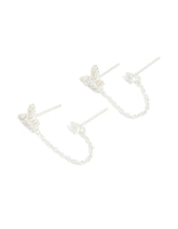 Sterling Silver Chain Double Stud Earrings - link has visual effect only
