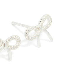 Sterling Silver Large Cubic Zirconia Bow Stud Earrings - link has visual effect only
