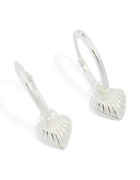 Sterling Silver Heart Charm Huggie Earrings - link has visual effect only