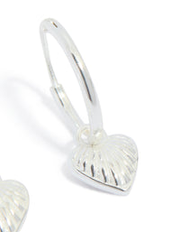 Sterling Silver Heart Charm Huggie Earrings - link has visual effect only
