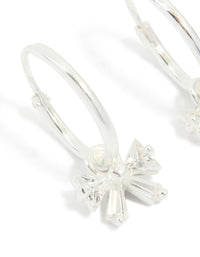 Sterling Silver Cubic Zirconia Bow Charm Huggie Earrings - link has visual effect only