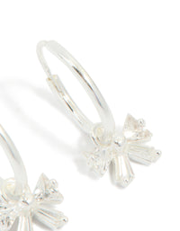 Sterling Silver Cubic Zirconia Bow Charm Huggie Earrings - link has visual effect only