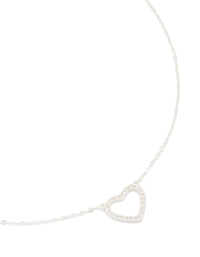 Sterling Silver Cubic Zirconia Pave Heart Necklace - link has visual effect only