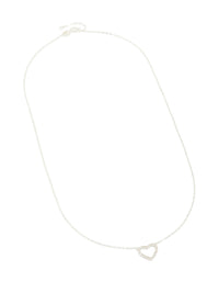 Sterling Silver Cubic Zirconia Pave Heart Necklace - link has visual effect only