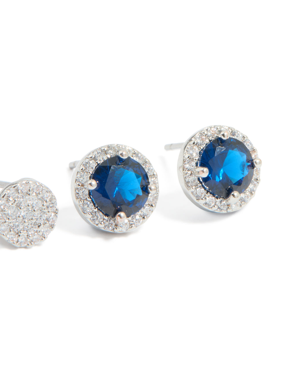 Silver Blue & Clear Cubic Zirconia Earrings 3-Pack