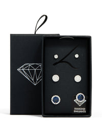 Silver Blue & Clear Cubic Zirconia Earrings 3-Pack - link has visual effect only