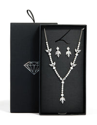 Silver Cubic Zirconia Earrings & Necklace Set - link has visual effect only