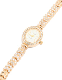 Gold Cubic Zirconia Oval Face Watch - link has visual effect only