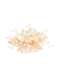 Gold Pearlised Flower Comb - link has visual effect only