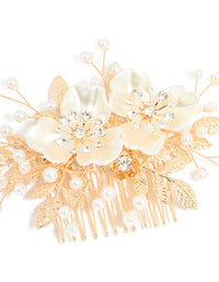 Gold Pearlised Flower Comb - link has visual effect only