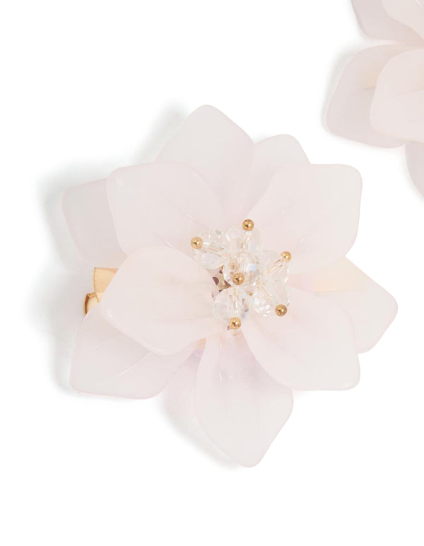 Gold Frosted Flower Hair Clips 2-Pack