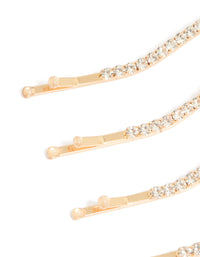 Gold Diamante Wavy Hair Clips 4-Pack - link has visual effect only