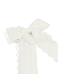 White Fabric Ribbon Lace Bow Layered Clip - link has visual effect only