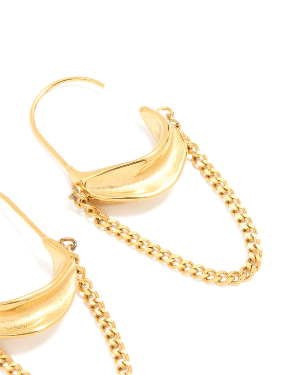 Waterproof Gold Plated Stainless Steel Chain Hoop Earrings