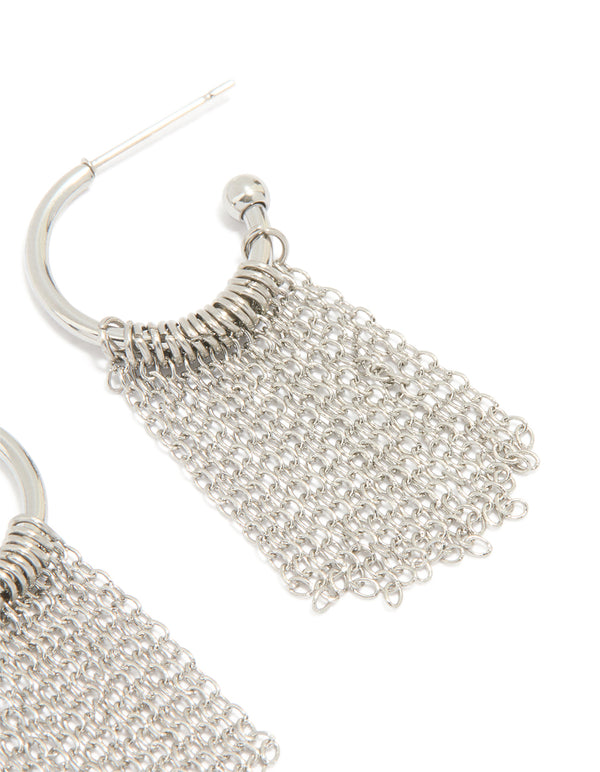 Waterproof Stainless Steel Tassel Hoop Earrings