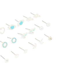 Western Silver Stud Earrings 12-Pack - link has visual effect only