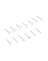 Silver Cross & Star Stud Earrings 8-Pack - link has visual effect only