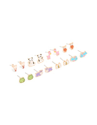Gold Zoo Animal Stud Earrings 8-Pack - link has visual effect only
