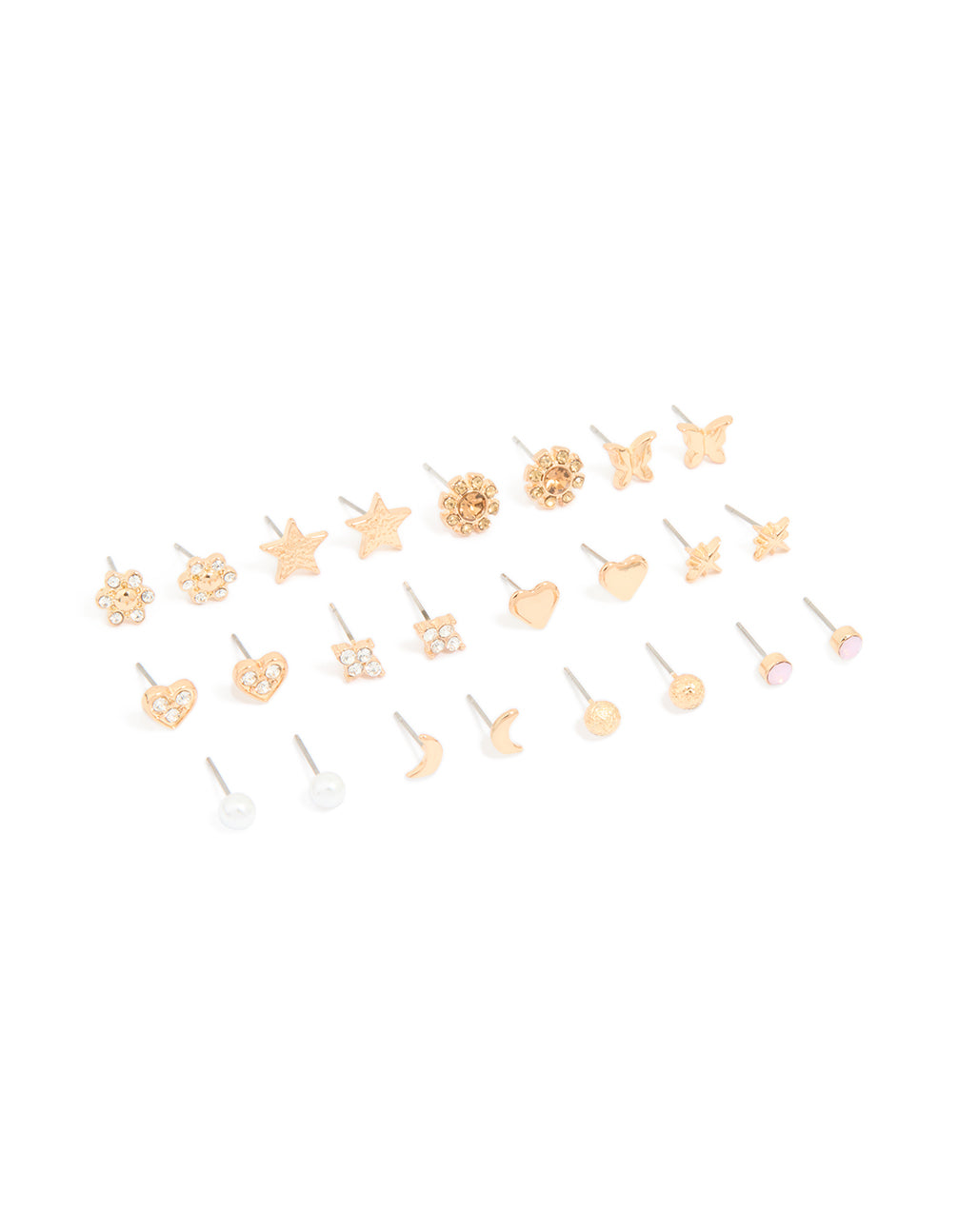 Gold Butterfly & Heart Earrings 12-Pack
