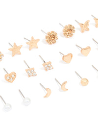 Gold Butterfly & Heart Earrings 12-Pack - link has visual effect only