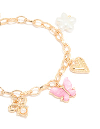 Kids Gold Pearl & Butterfly Charm Bracelet - link has visual effect only