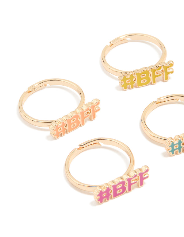 Kids Gold Drip Effect Best Friends Rings 6-Pack