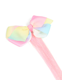 Kids Fabric Bow Pink Tinsel Clip - link has visual effect only