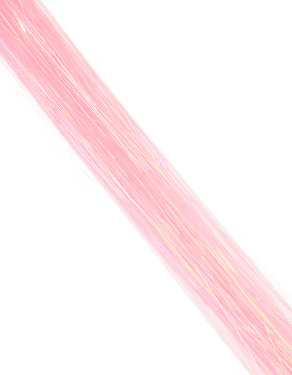 Kids Fabric Bow Pink Tinsel Clip