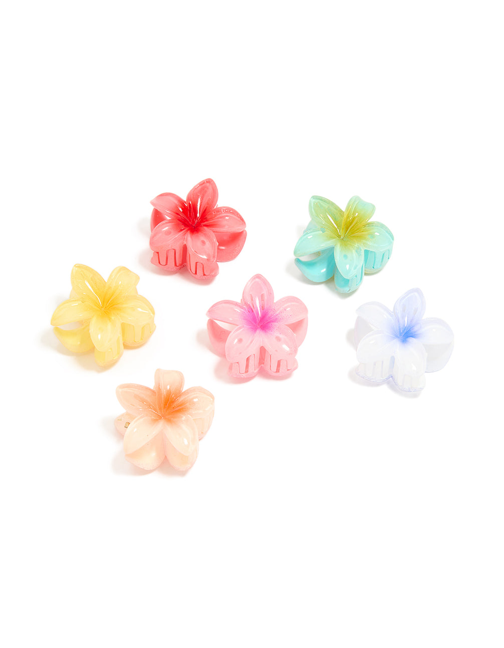 Kids Bright Smooth Frangipani Hair Claw Clips 6-Pack